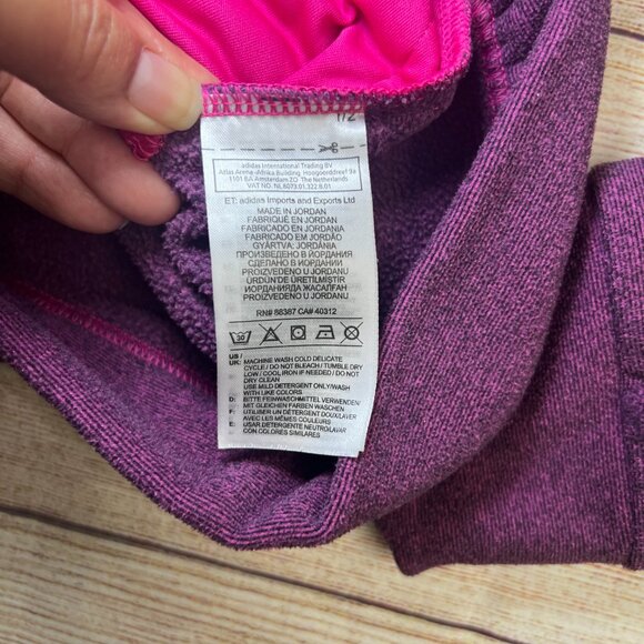 Adidas Women's Purple Pink Hoodie Medium Pullover Sweatshirt Athletic Workout - Picture 7 of 12